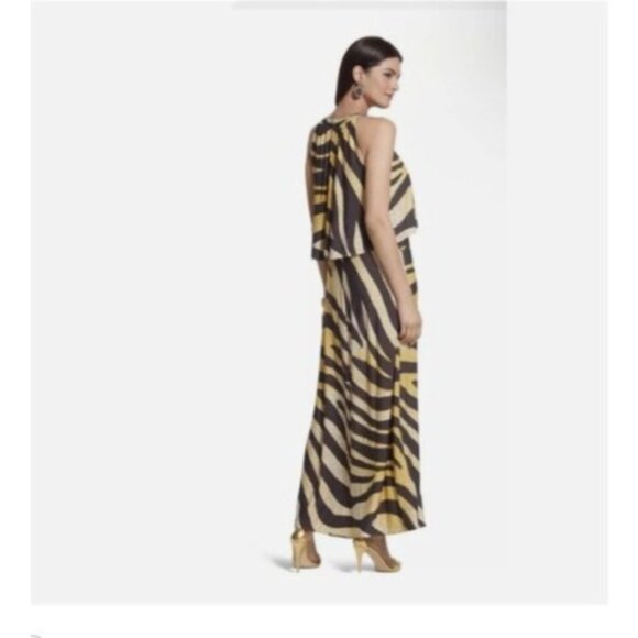 Chicos 2 Womens Zebra Print Halter Maxi Dress Size large yellow black - Picture 6 of 6